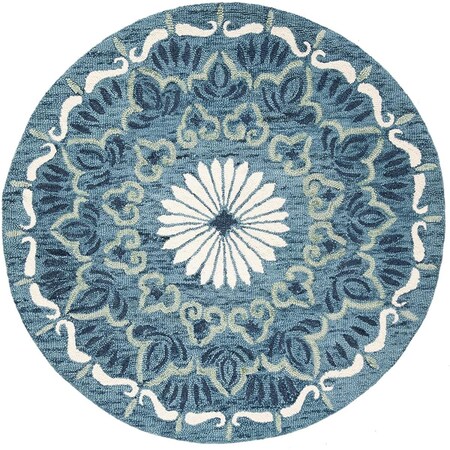 Safavieh 3 x 3 ft. Novelty 602M Hand Knotted Round Area Rug; Blue & Ivory NOV602M-3R